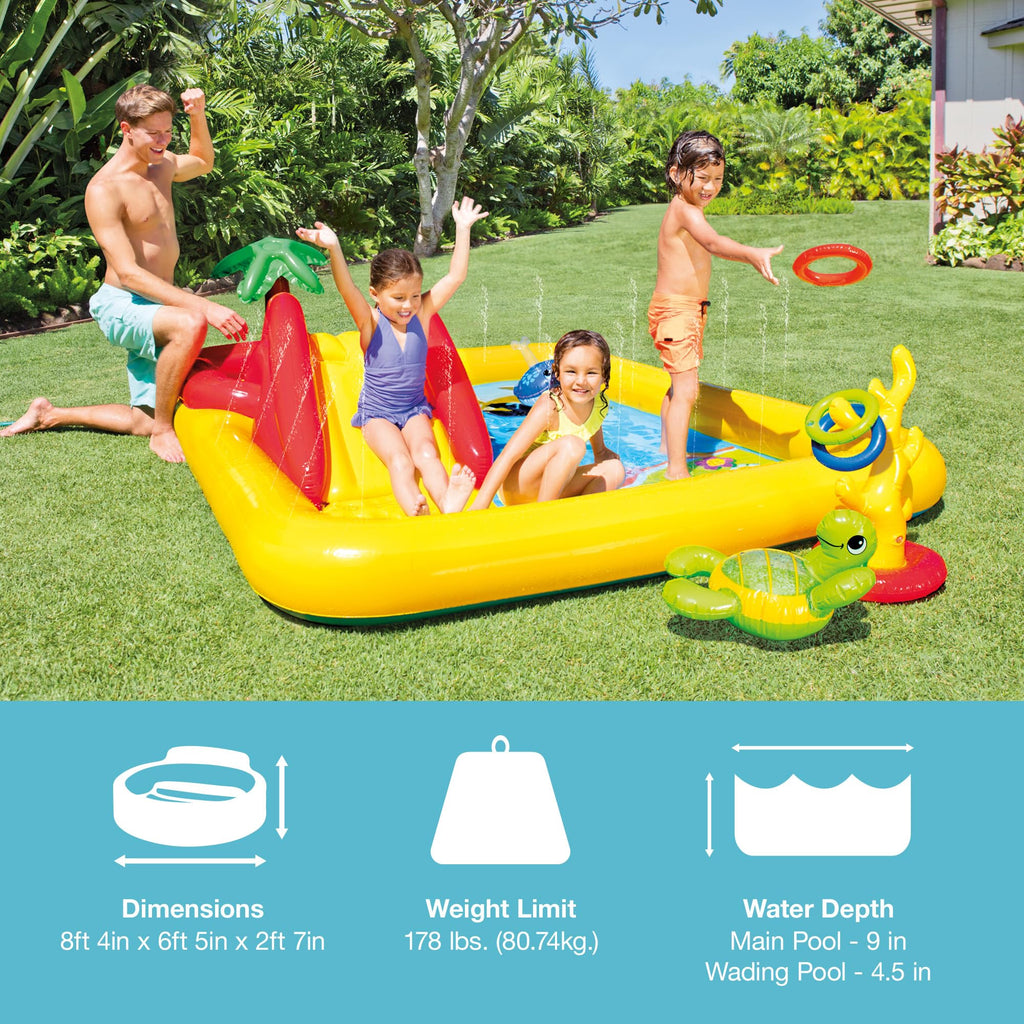 Intex 57454Ep 100-Inch X 77-Inch Inflatable Ocean Children'S Play Center Outdoor Backyard Kiddie Pool And Game Set