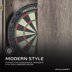 Accudart Match Pro Dartboard Cabinet Set - Official Size - Self Healing Sisal - Modern Style Woodgrain - Two Built-In Dartholder