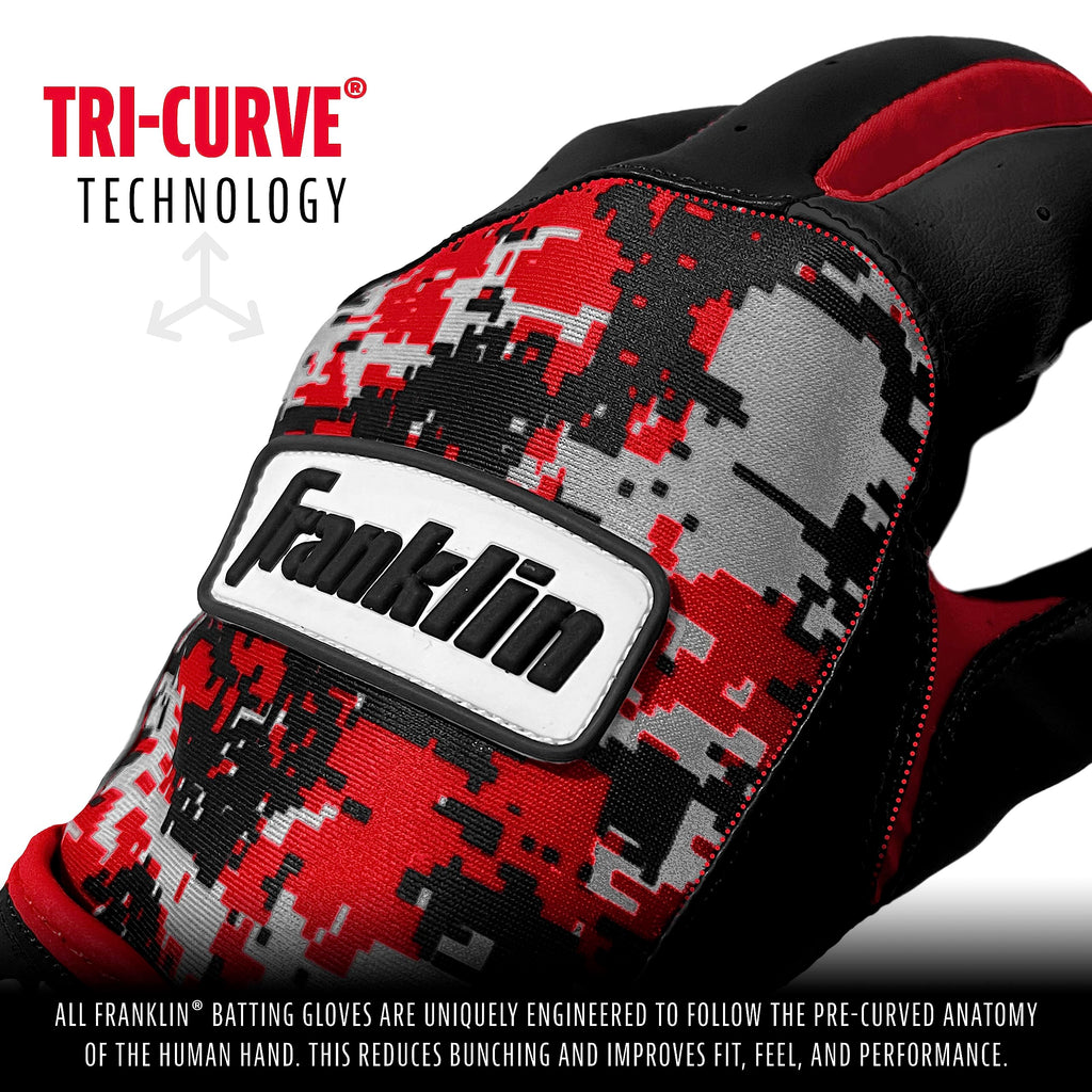 Franklin Sports Mlb Digitek Baseball Batting Gloves - Gray/Red Digi - Youth Medium