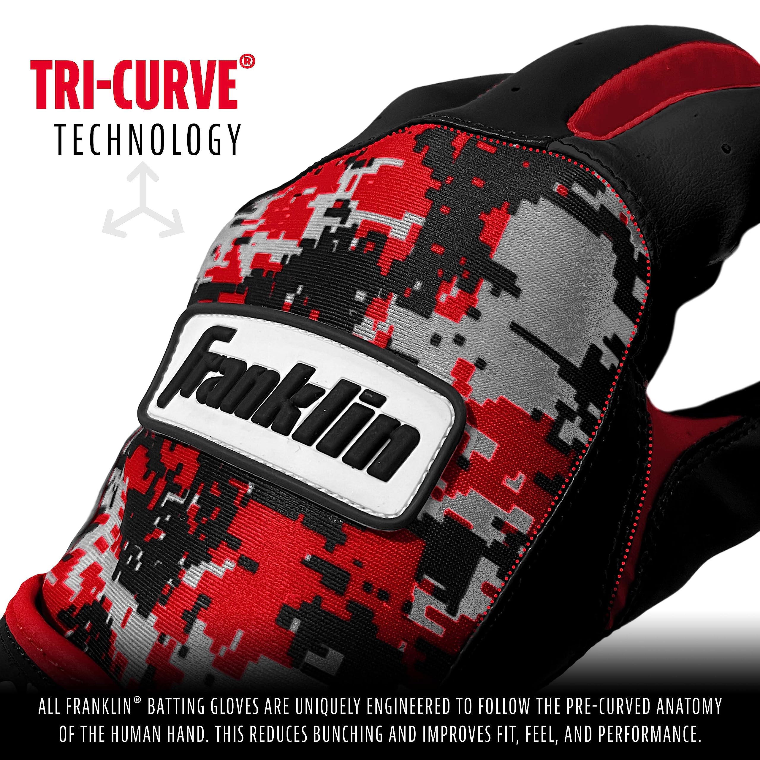 Franklin Sports Mlb Digitek Baseball Batting Gloves - Gray/Red Digi - Youth Medium