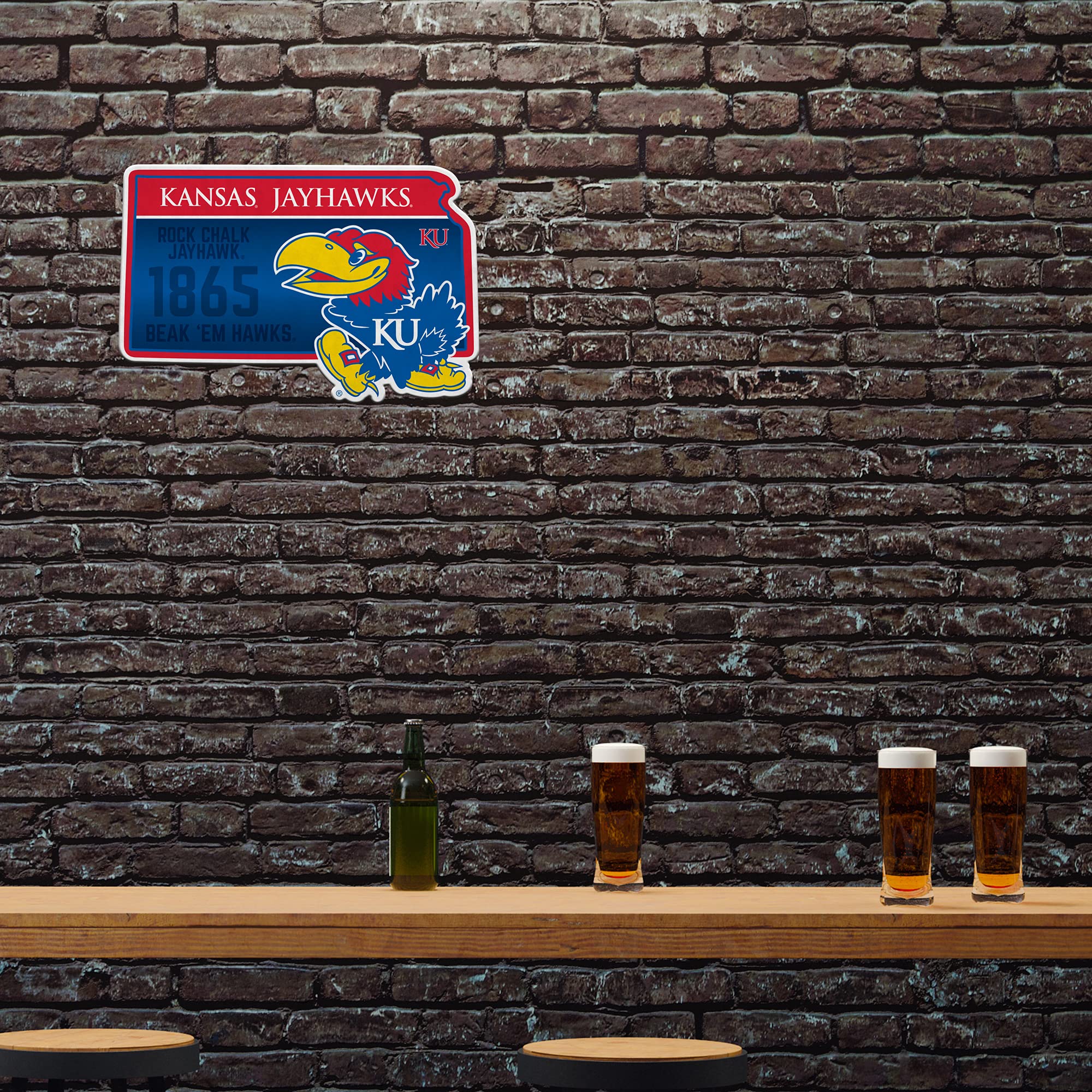 Rico Industries Ncaa Kansas Jayhawks State Shape Shape Cut Pennant - Home And Living Room D  Cor - Soft Felt Ez To Hang