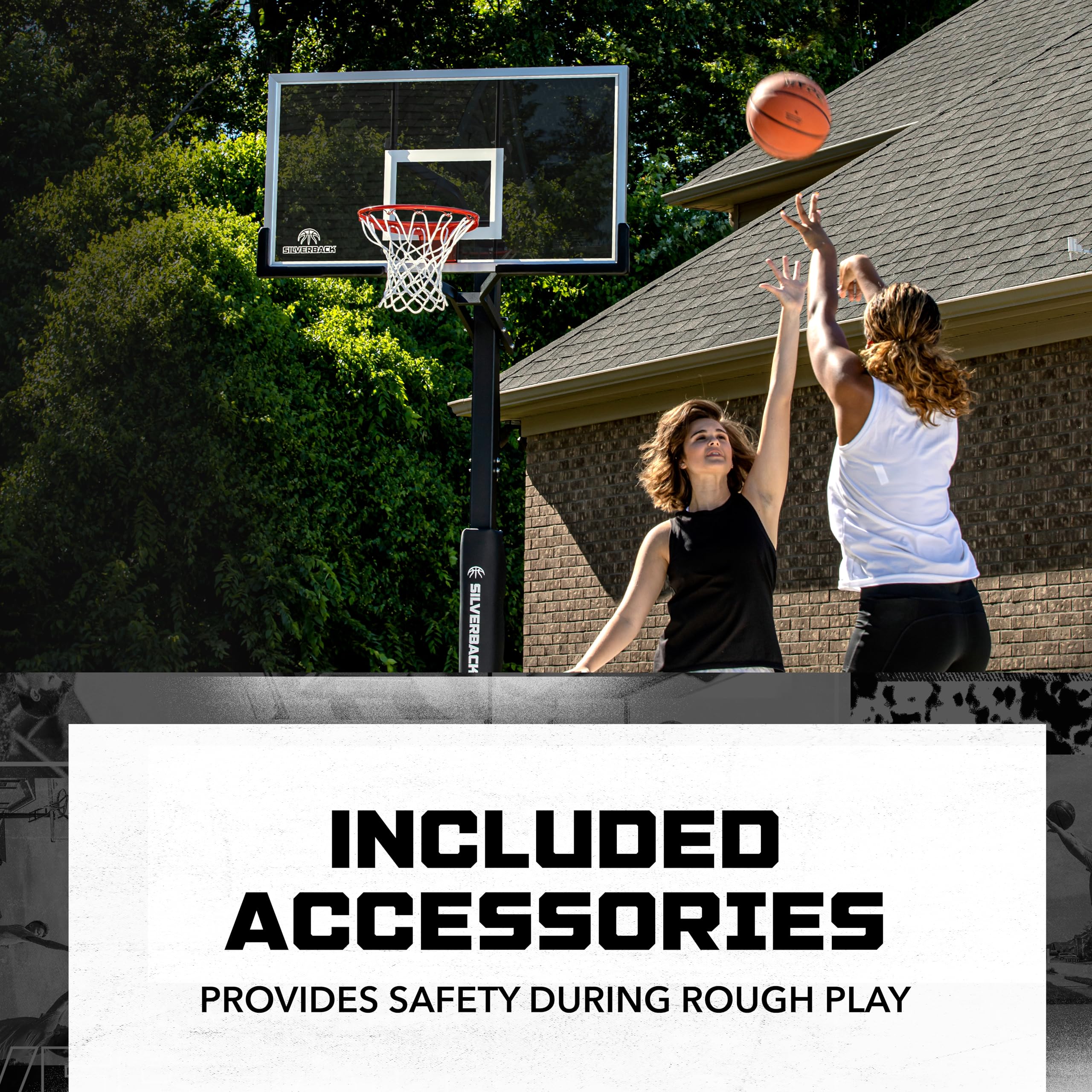 Silverback Ghost Basketball Goal with 60-Inch Tinted Tempered Glass Backboard