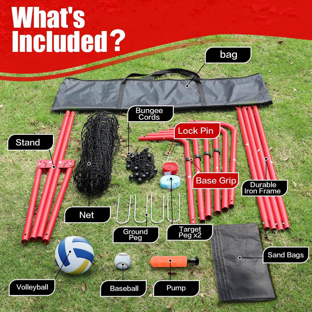 Volleyball Rebounder Net 7x4 Ft, 5-Angle Adjustable Rebounder Net for Practicing Digging, Setting, Spiking, Bounce Back Training