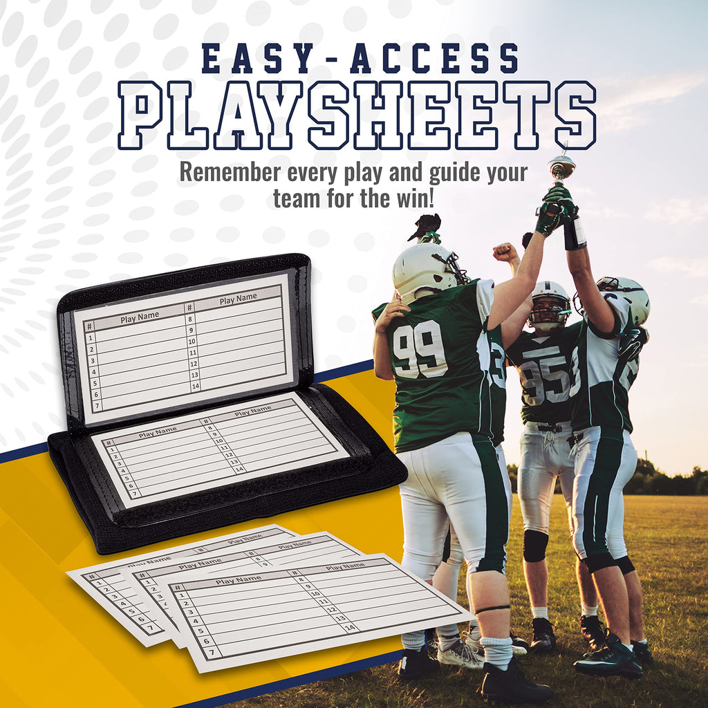 Gsm Brands Quarterback (Qb) Play Wristband - Youth Size - Pro Football Armband Playbook - 20 Pack (Black)