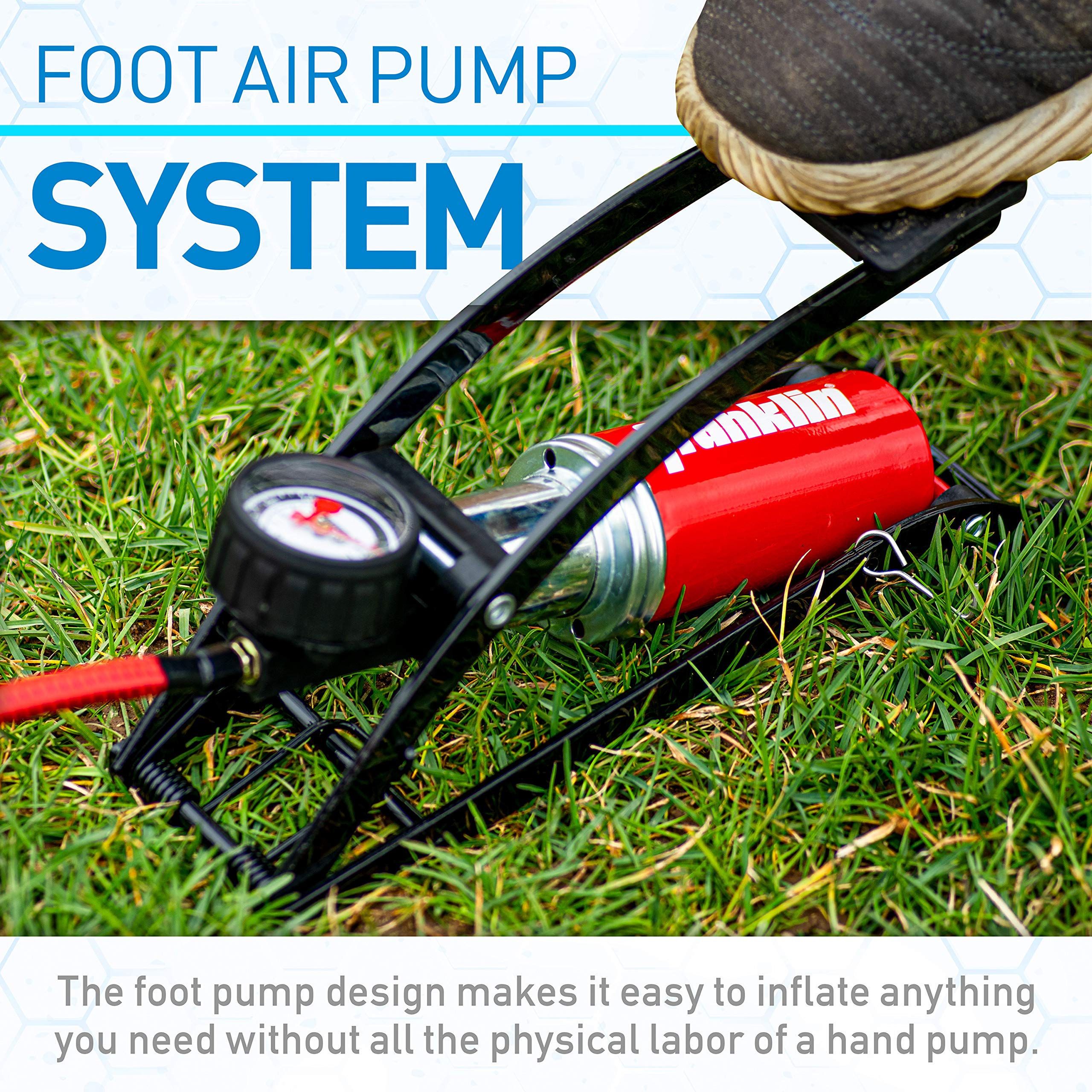 Franklin Sports Air Pump With High-Pressure Foot Pedal For Sports Balls, Bikes, Inflatables And More - Compact And Heavy Duty