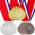 30 Pieces Award Medals 1St 2Nd 3Rd (Gold, Silver, Bronze) Metal Style Winner With Neck Ribbon, 2 Inches
