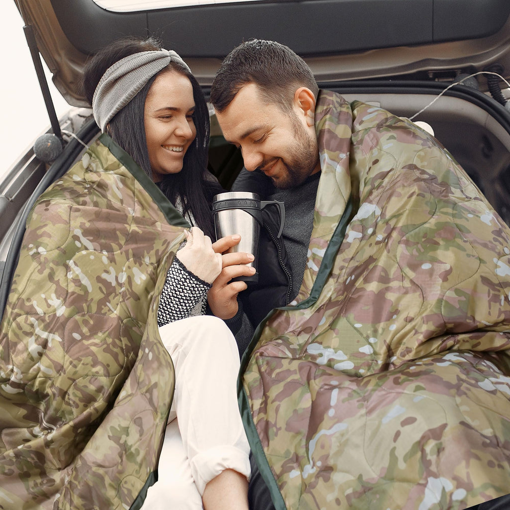 Mirzoyan Woobie Blanket, Military Poncho Liner Camo Insulated Camping Woobie Blanket For Outdoor Hiking (Yellow-Cp)