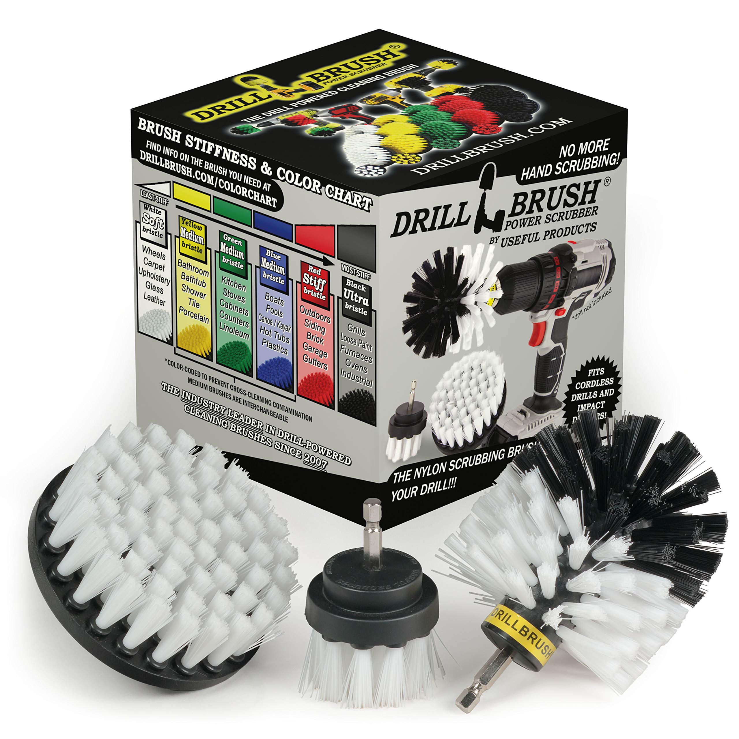 Drill Brush Power Scrubber By Useful Products Drillbrush 3 Piece Drill Brush Cleaning Tool Attachment Kit For Cleaning Furniture