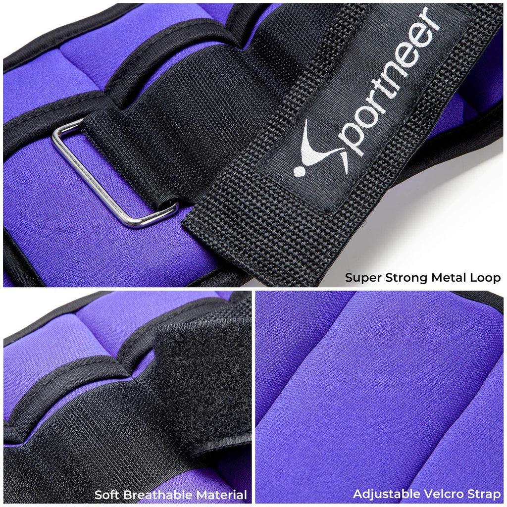 Sportneer Adjustable Ankle Weights For Women & Men,Durable Ankle Wrist Arm Leg Weights Strap For Fitness, Exercise, Walking, Jog