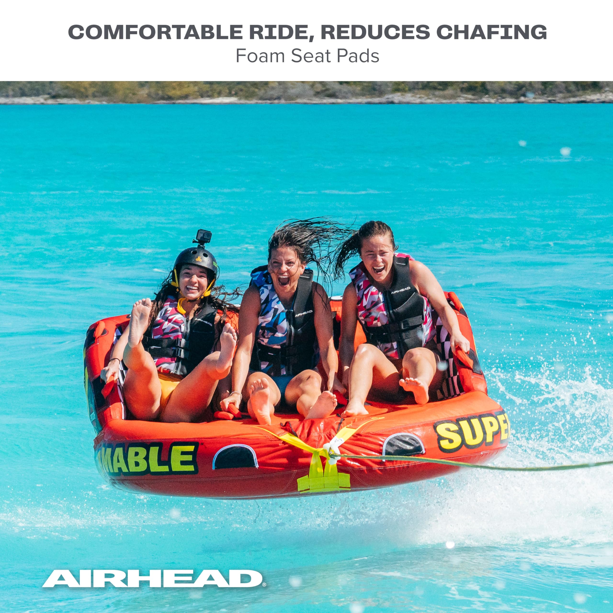 Airhead Super Mable Towable Tube | 1-3 Rider Towable Tube For Boating And Water Sports | Dual Tow Points | Full Nylon Cover | Ev