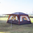 Ktt Extra Large Tent 8-10 Person,Awning Family Cabin Tents,2 Rooms,3 Doors And 3 Windows With Mesh,Straight Wall,Waterproof,Doub