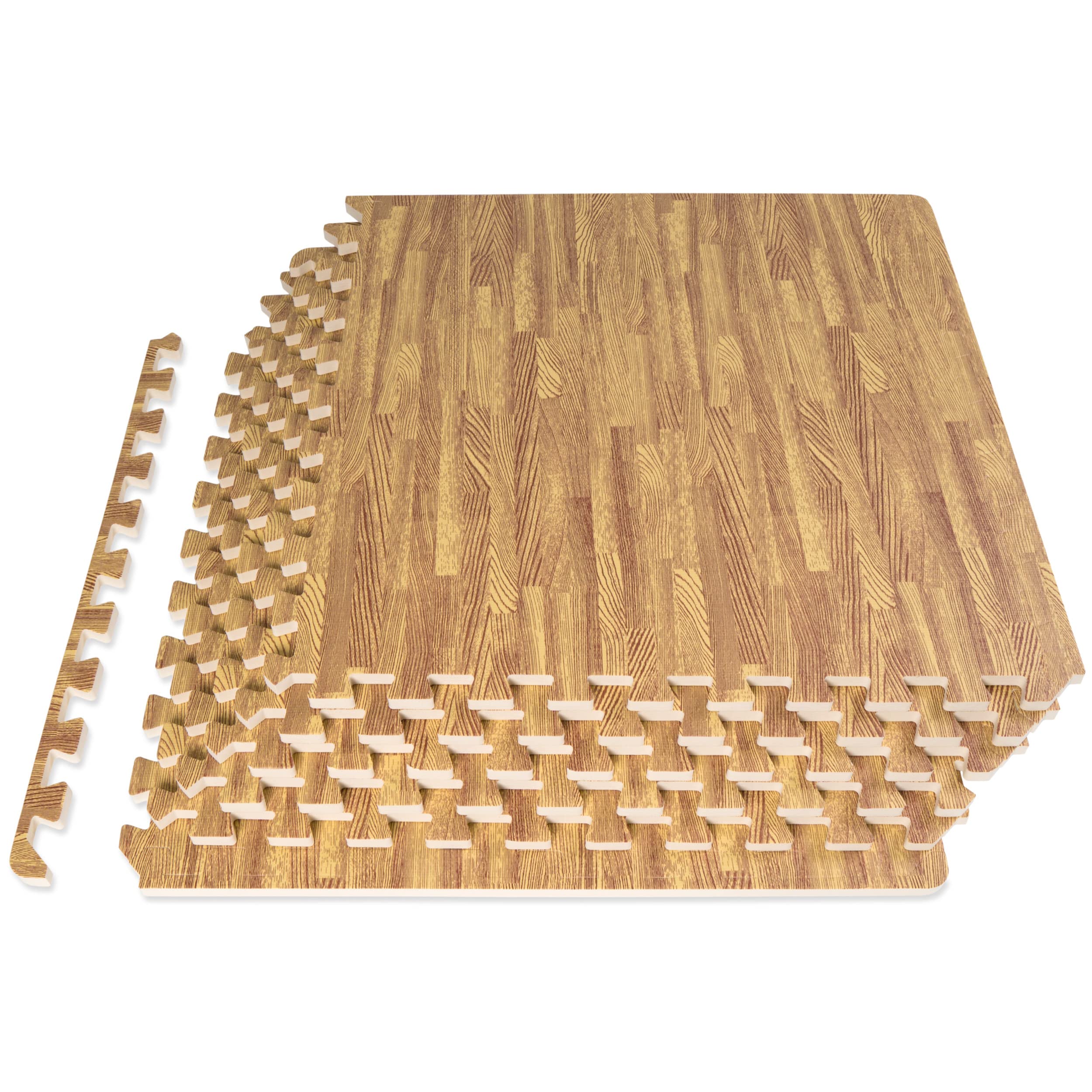 Wood Grain Puzzle Mat 1/2-In, Light Oak, 24 Sq Ft - 6 Tiles