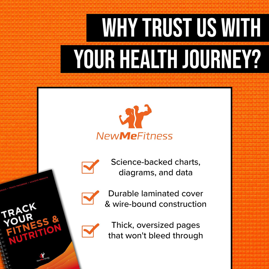 Newme Fitness Journal For Women/Men, Food & Workout Journal, Planner Log Book To Track Weight Loss, Muscle Gain, Gym Bodybuildin