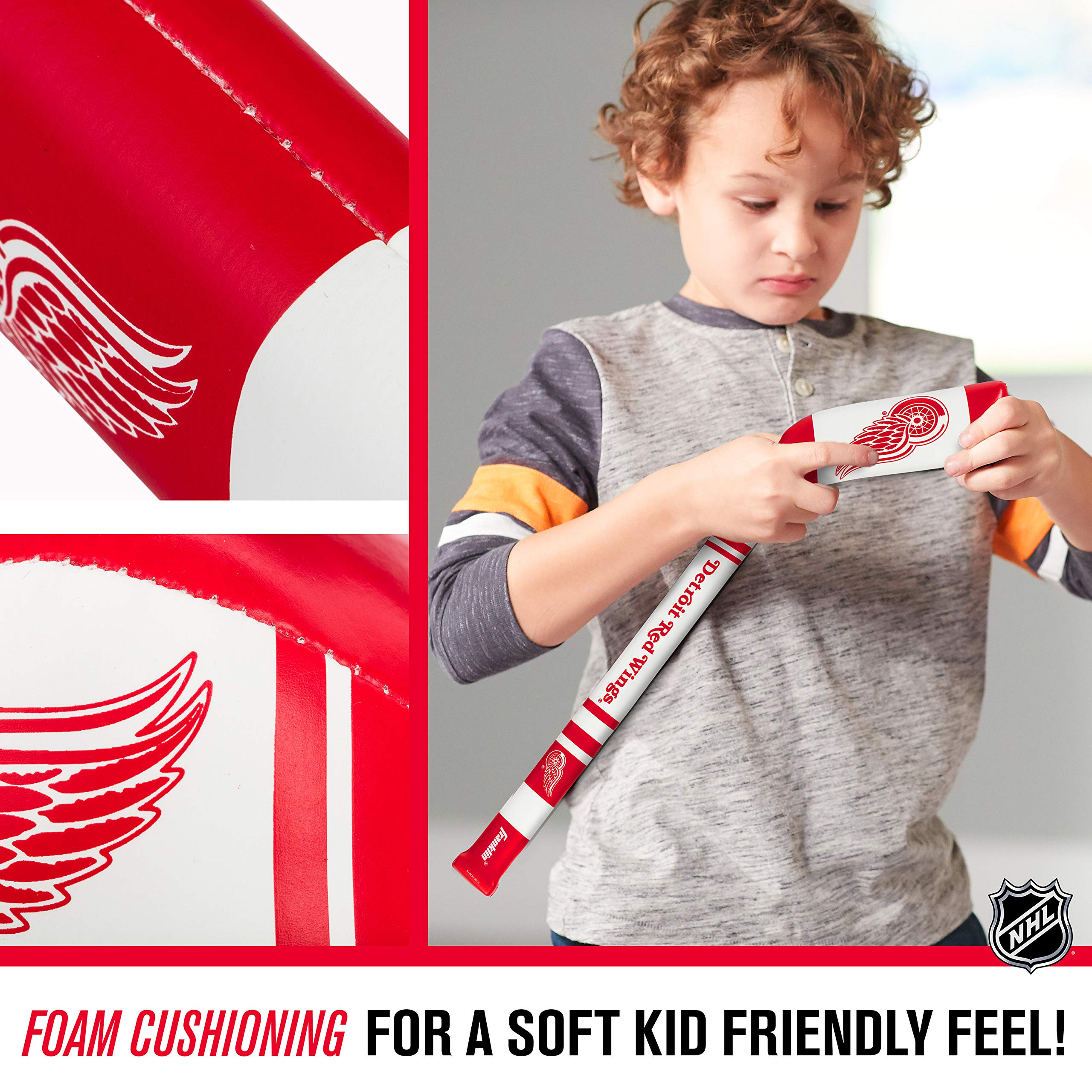 Franklin Sports Detroit Red Wings Nhl Mini Soft Hockey Stick Set - Nhl Team Soft Foam Mini Hockey Stick And Ball Set - Great Toy