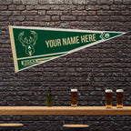Rico Industries Nba Basketball Milwaukee Bucks Personalized - Custom 12'' X 30'' Soft Felt Pennant - Ez To Hang