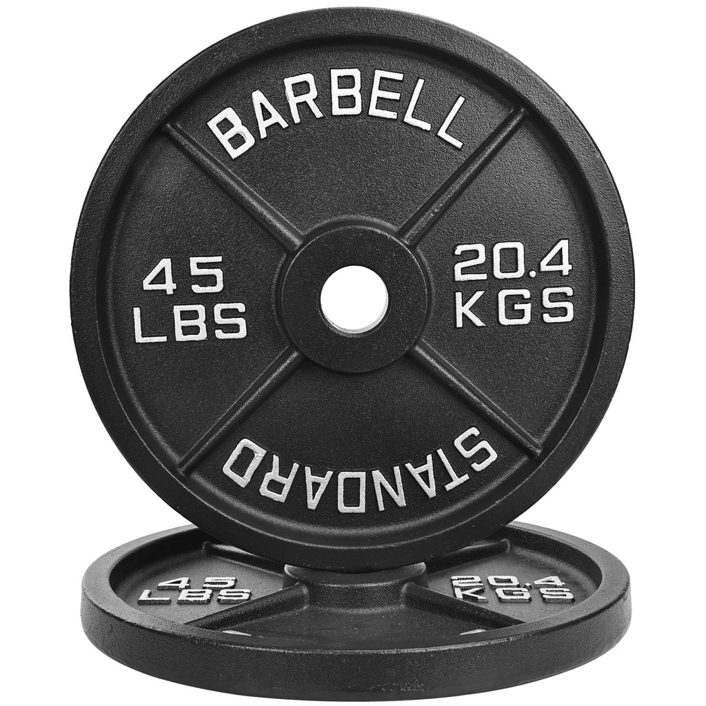 Fitvids Olympic Cast Iron 2-Inch Weight Plate for Strength Training & Weightlifting, Multiple Weights Available, 45LB (Pair)