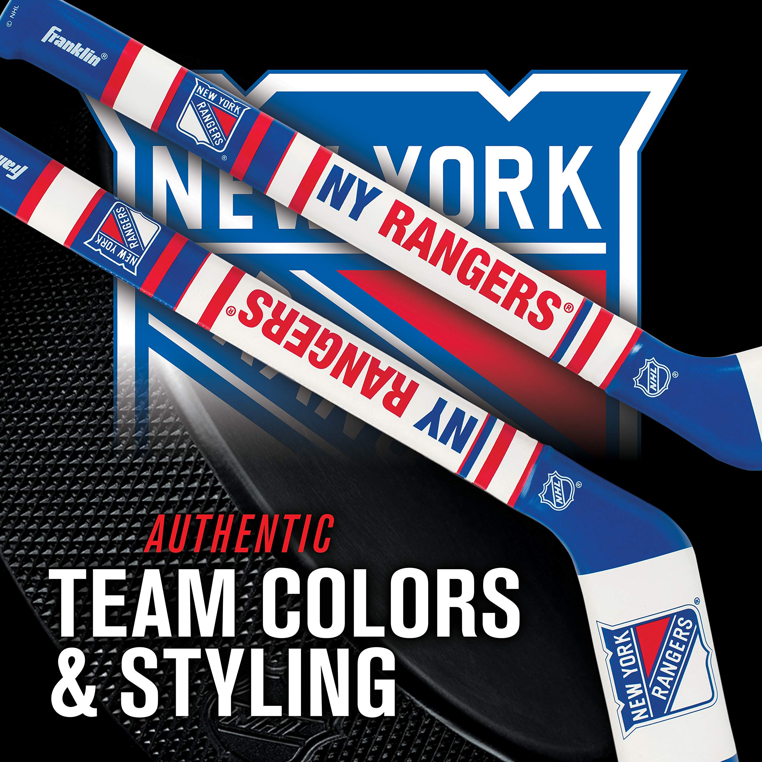 Franklin Sports Nhl New York Rangers Mini Soft Hockey Stick Set - Nhl Team Soft Foam Mini Hockey Stick And Ball Set - Great Toy