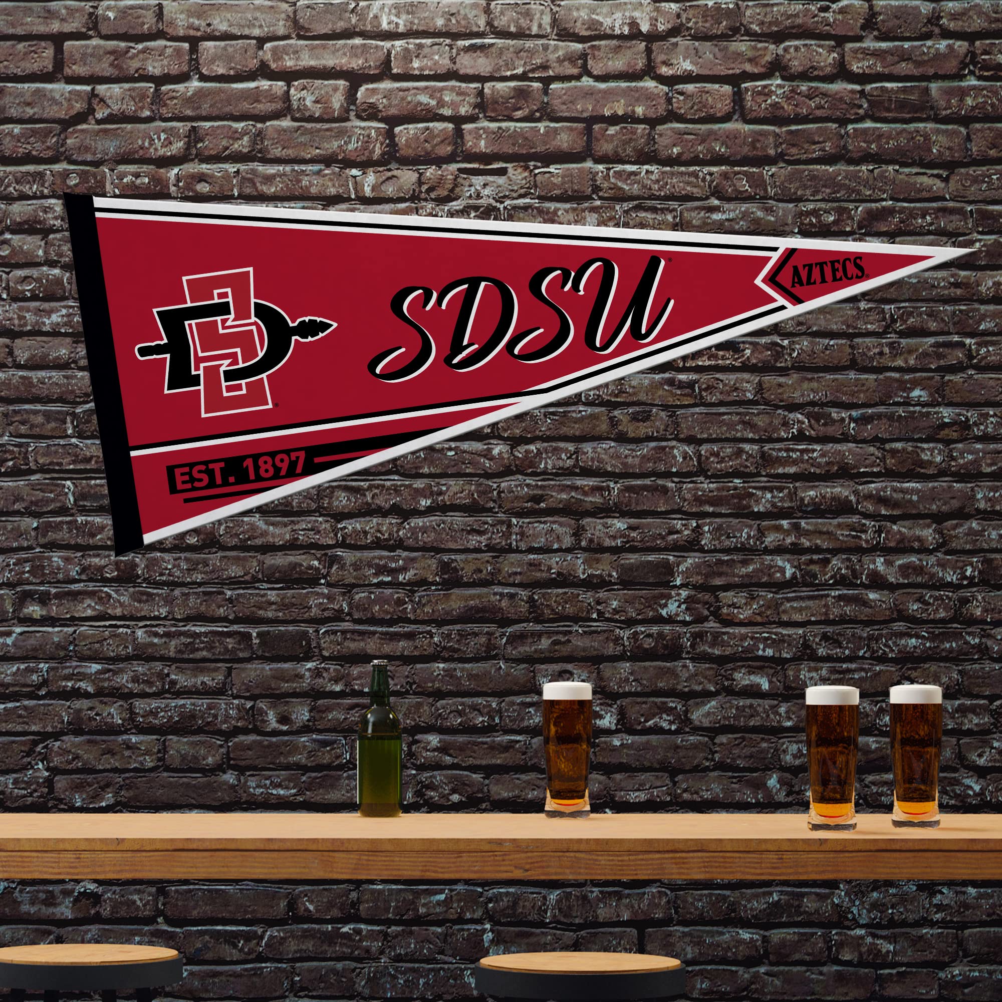 Rico Industries Ncaa San Diego State Aztecs - Sdsu Classic 12'' X 30'' Felt Wall D  Cor Pennant - Great For Home/Bed Room/Man Ca