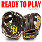 Franklin Sports Mlb Youth Teeball Glove + Foam Ball Set - Kids San Diego Padres Baseball + Teeball Mitt And Ball - Perfect First