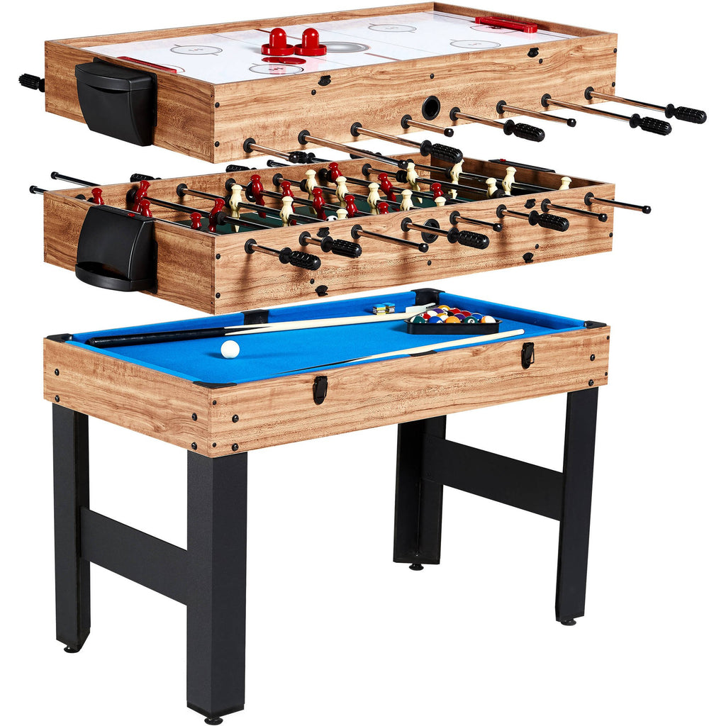 Evelove Table Game 3-In-1 Multi Combo Game Table Foosball Soccer Billiards Pool