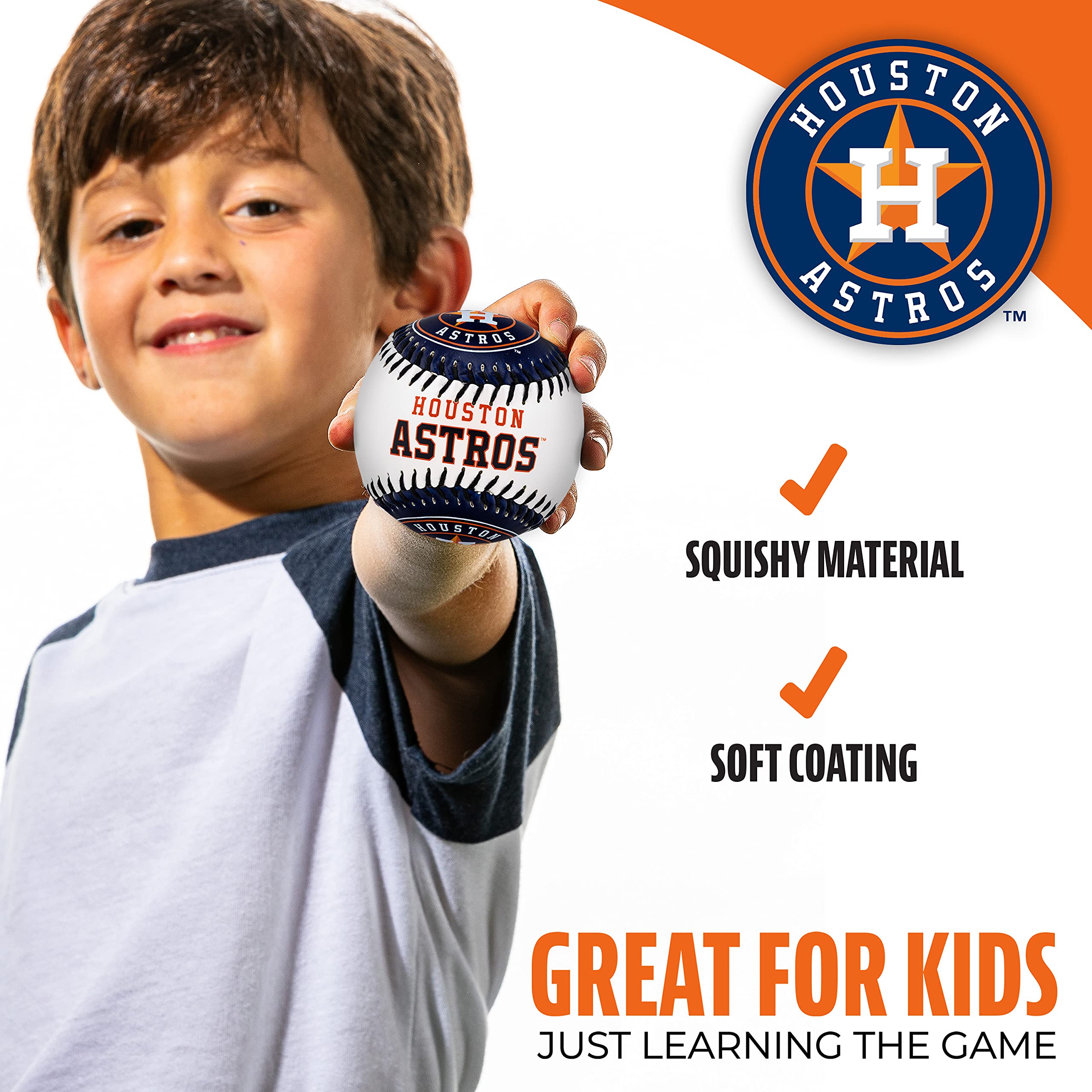 Franklin Sports Houston Astros Mlb Team Baseball - Mlb Team Logo Soft Baseballs - Toy Baseball For Kids - Great Decoration For D