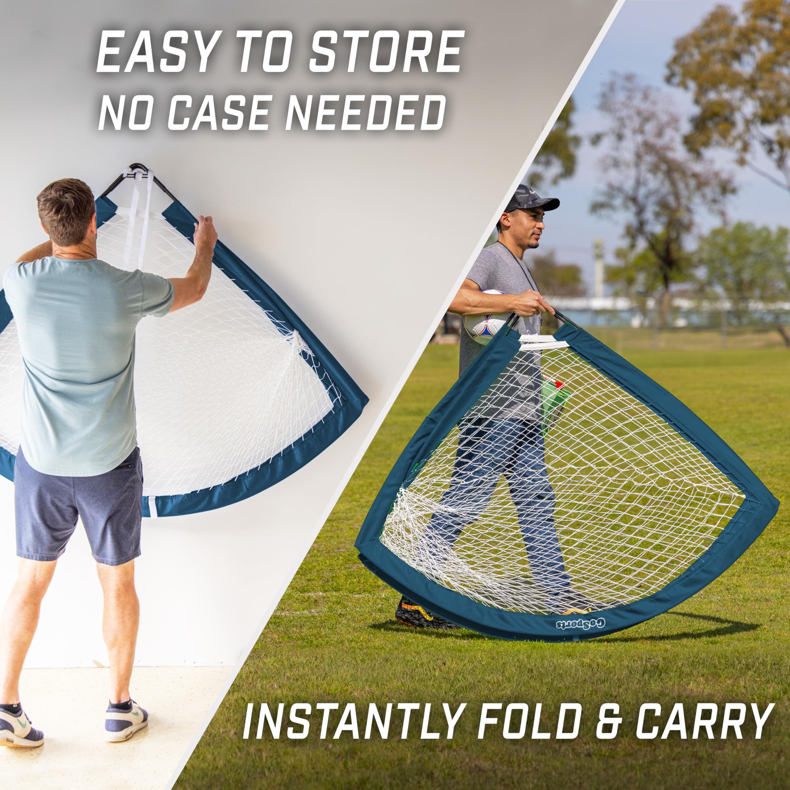 Gosports Team Tone 6 Ft X 4 Ft Portable Soccer Goal For Kids - Pop Up Net For Backyard - Navy