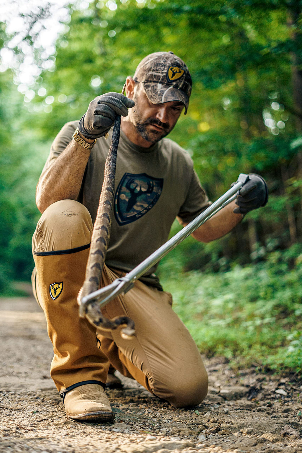 Scentblocker Snake Gaiters - Snake Bite Protection For Hunting, Hiking, Camping, Work For Men And Women (Buckskin, Long)