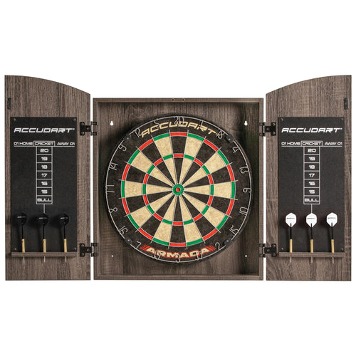 Accudart Armada Bristle Dartboard Cabinet Set - Official Size 18'' X 1.5'' - Self Healing Genuine Sisal - Wall Mount Cabinet Set