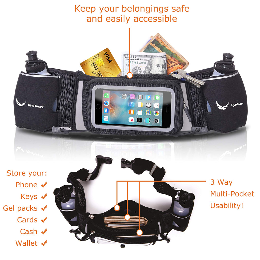 [Voted No.1 Hydration Belt] Runtasty Winners' Running Fuel Belt - Includes Accessories: 2 Bpa Free Water Bottles & Runners Ebook