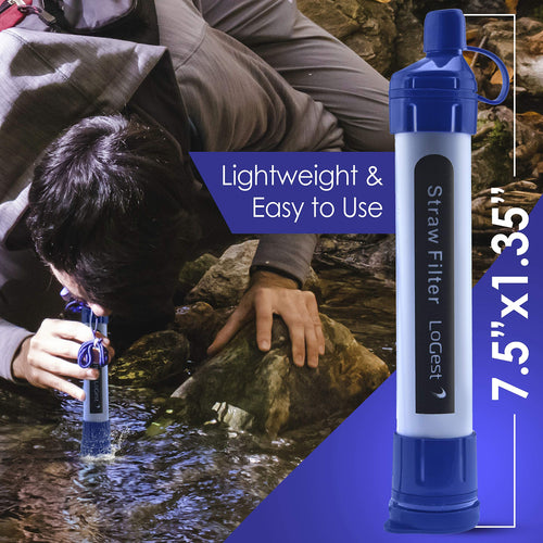 2 Pack Water Filter Straw - Water Purifying Device - Portable Personal Water Filtration Survival - For Emergency Kits Outdoor Ac