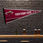 Rico Industries Nba Basketball Miami Heat Personalized - Custom 12'' X 30'' Soft Felt Pennant - Ez To Hang