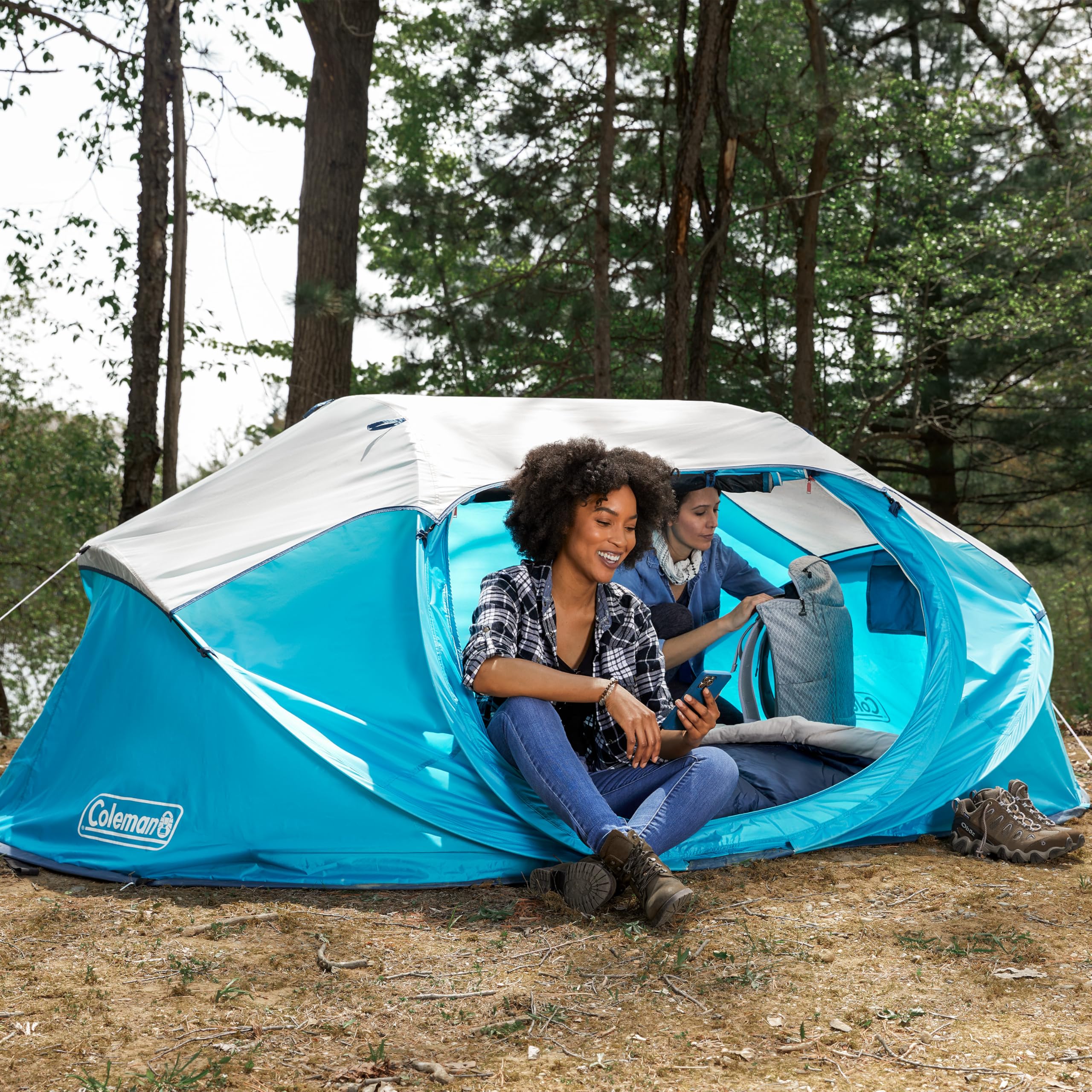 Coleman Pop-Up Instant Tent Sets Up In 10 Seconds, Portable & Lightweight 4-Person Tent With Adjustable Rainfly