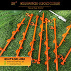 8 Pcs Ground Anchors Screw In, 12 Inch Heavy Duty Tent Stakes With Trampoline Anchor Hook Ground Stakes For Camping Tent Canopie