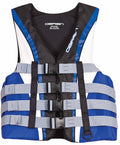 Obrien Mens 4 Buckle Nylon Pro Life Vest (Blue/White/Black, X-Large, Chest 44-48-Inch)