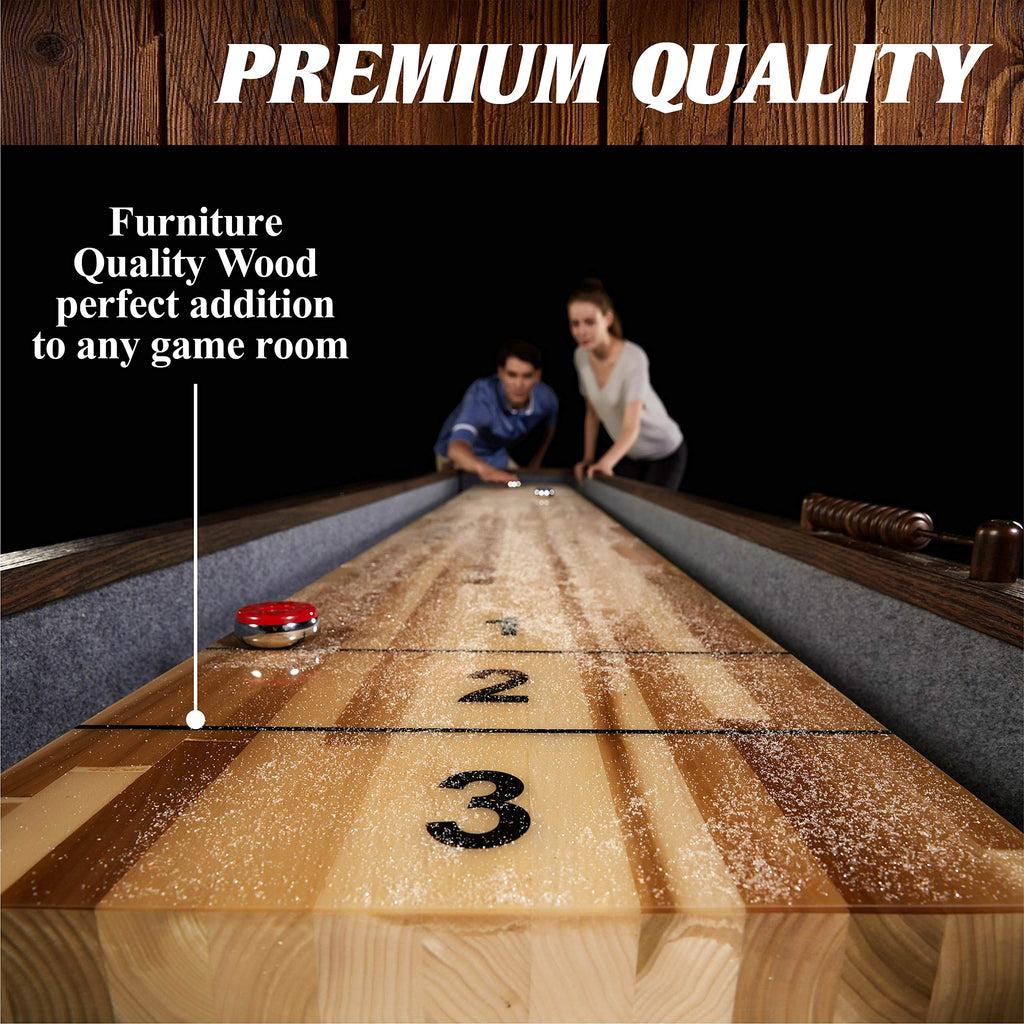 Barrington Billiards 12' Webster Shuffleboard Table With Scratch-Resistant Playfield And 8 Puck Set