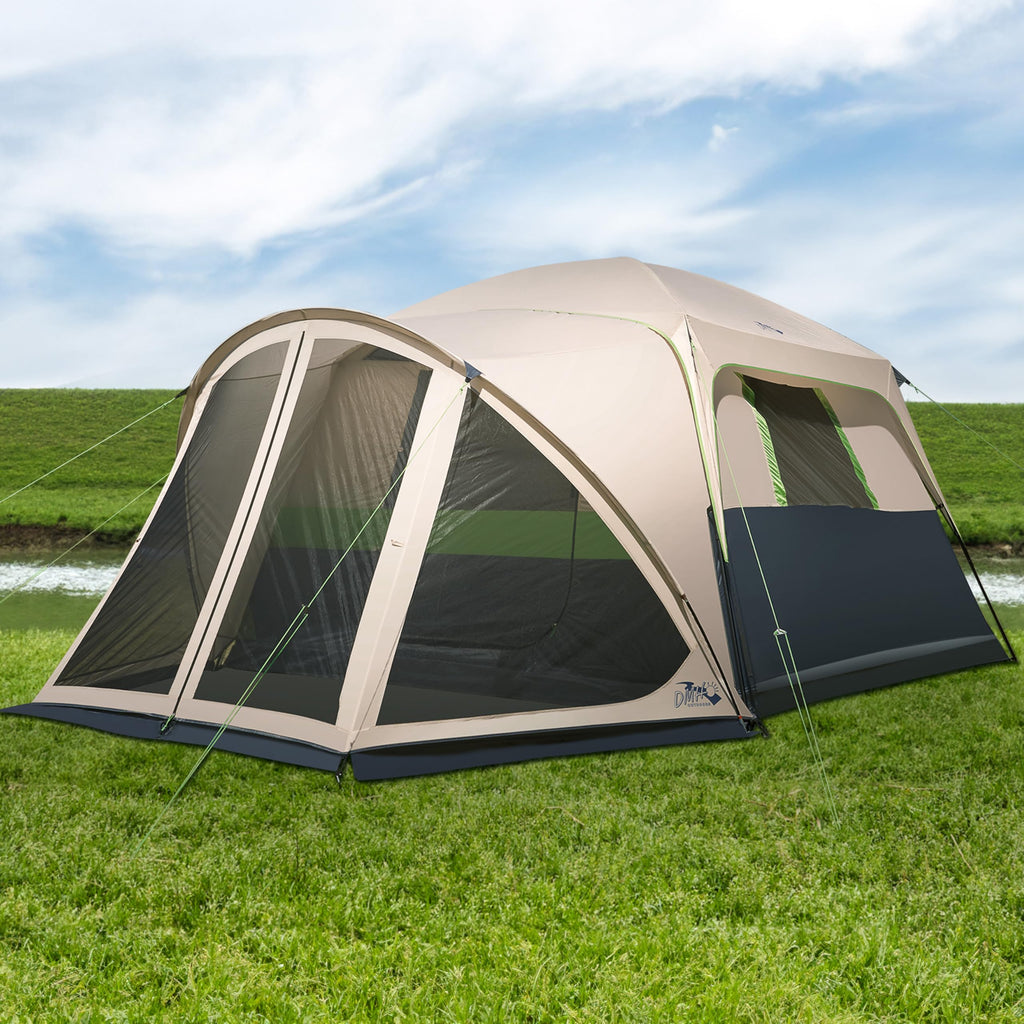 Tents For Camping 10 Person Camping Tent With Screen Porch, Weatherproof Large Cabin Tent With Rainfly And Carry Bag, Family Ten