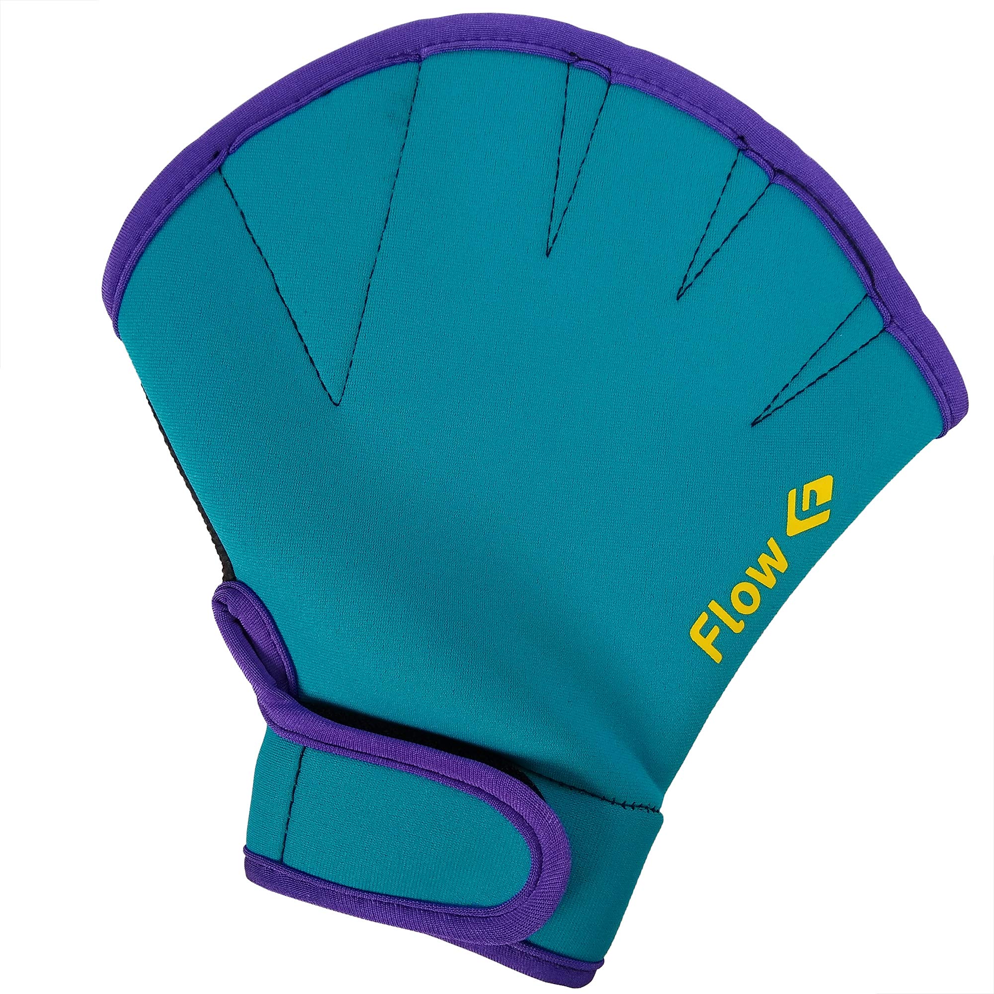 Flow Swimming Resistance Gloves - Webbed Gloves For Water Aerobics, Aquatic Fitness, And Swim Training (Aqua/Purple, Medium)