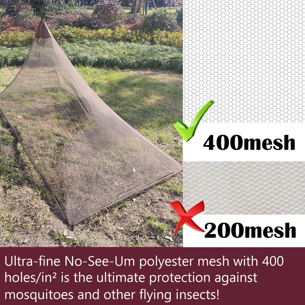 Aventik Edsrdluz 400 Fine Meshes Triangular Outdoor Camping Mosquito Net For Camping Bed Compact, Bug Net With Carry Bag 87'' X