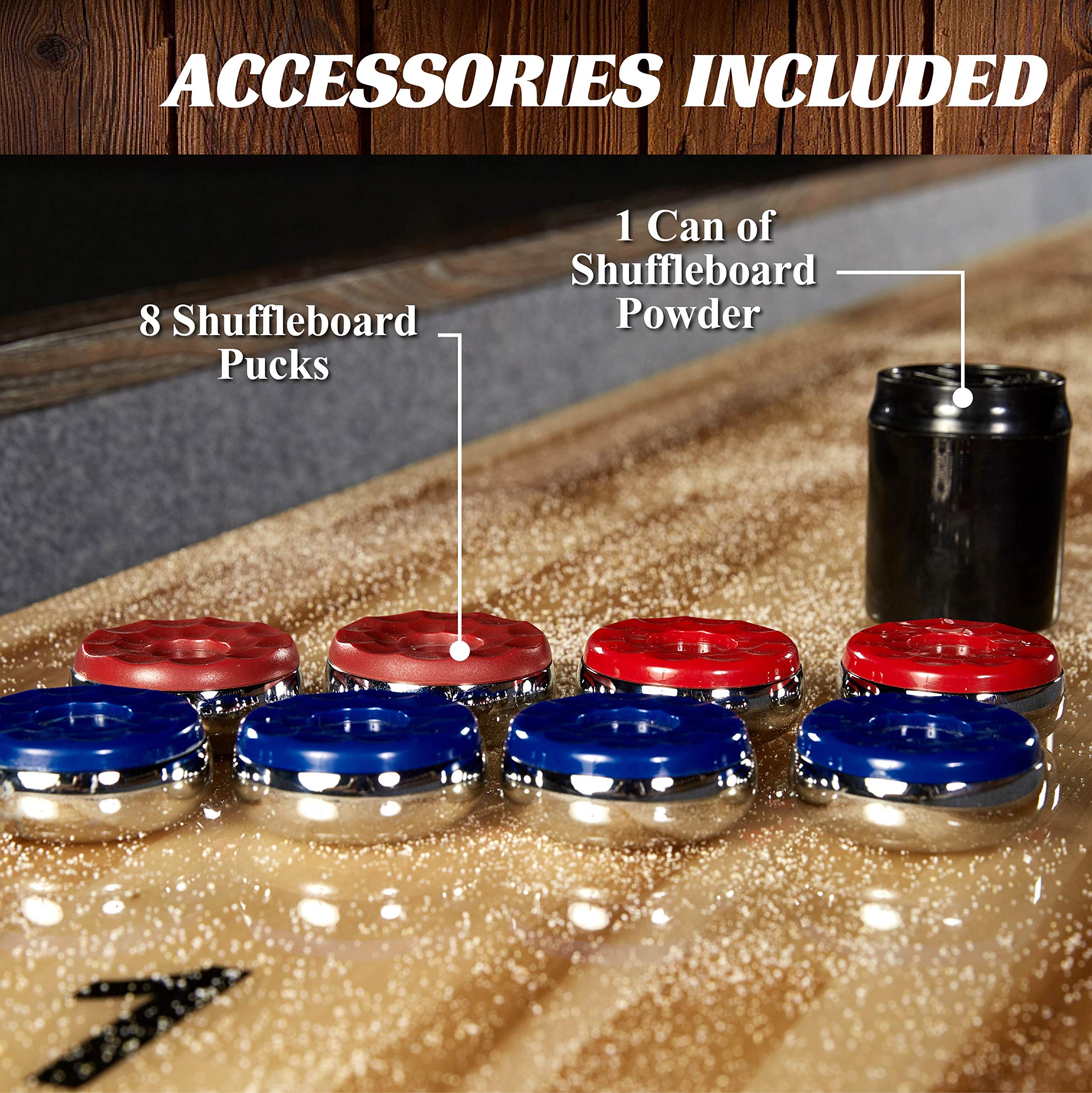 Barrington Billiards 12' Webster Shuffleboard Table With Scratch-Resistant Playfield And 8 Puck Set