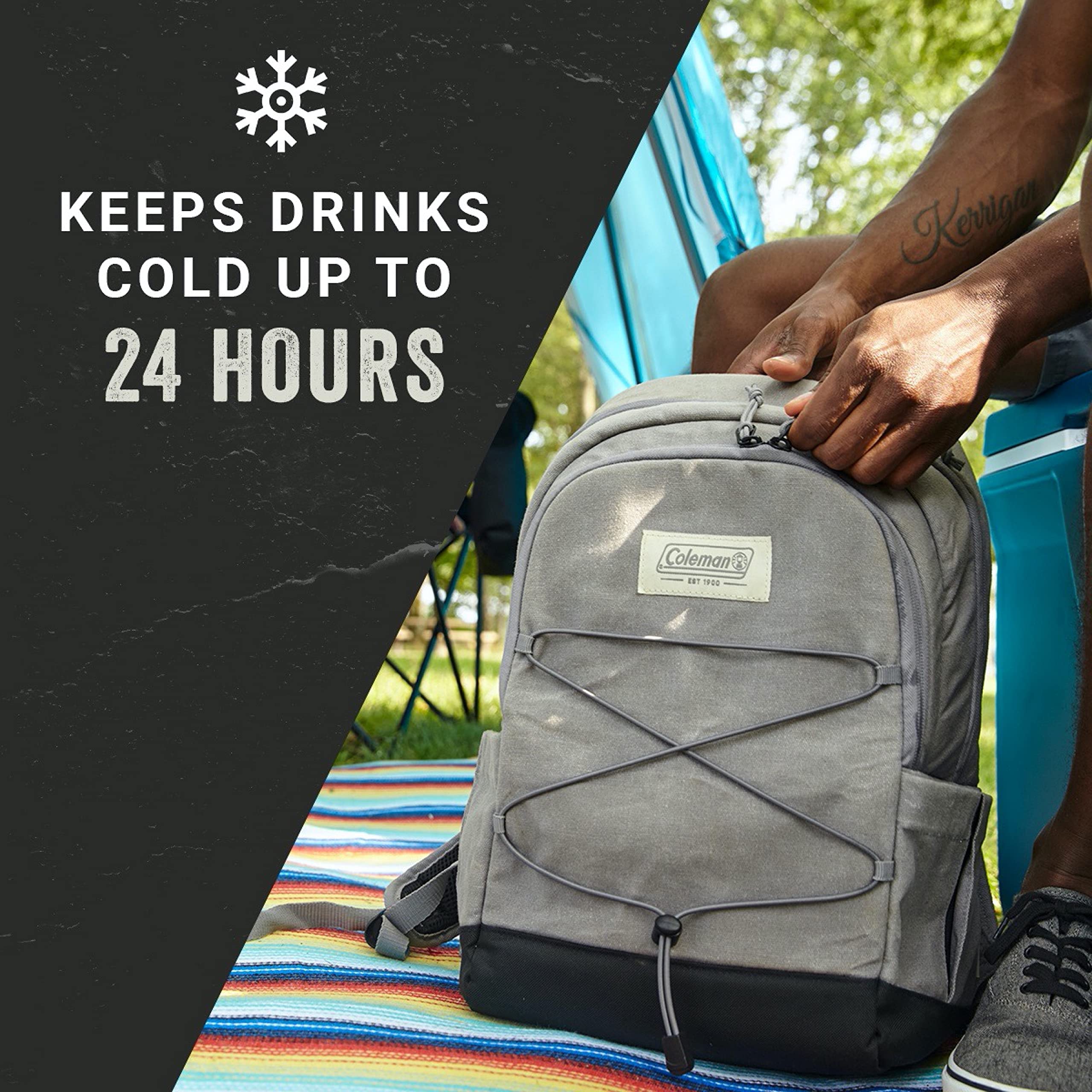 Coleman Backroads 30-Can Soft Cooler Backpack, Leak-Proof Portable Insulated Backpack Cooler, Keeps Contents Cold up to 24Hrs, B