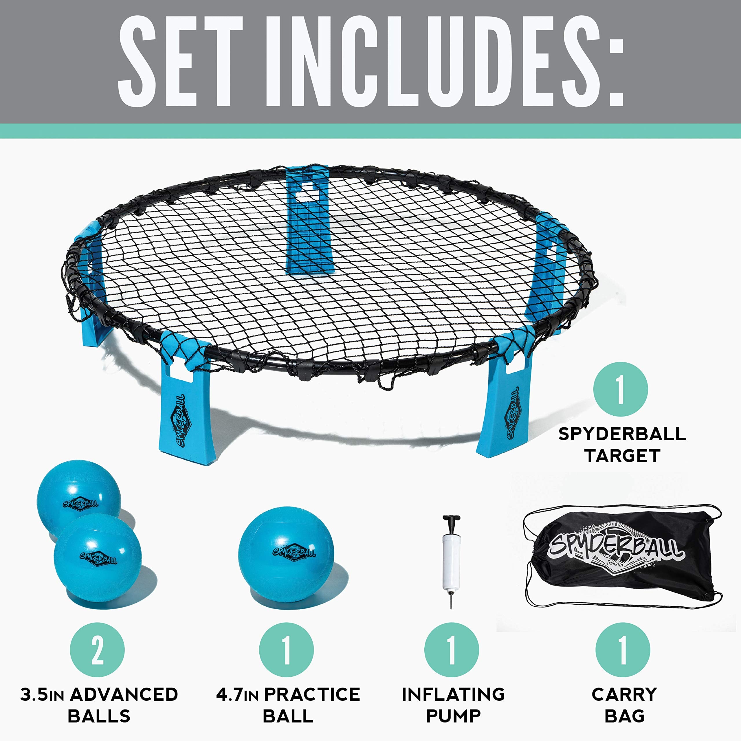 Franklin Sports Spyderball Game Set - Outdoor Beach Game For Kids + Adults - Includes Net, 3 Balls + Carrying Case