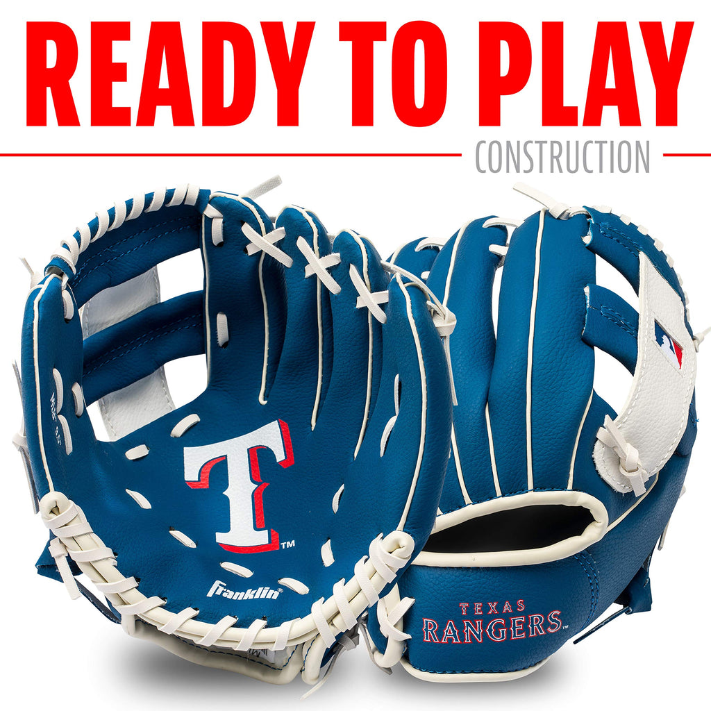 Franklin Sports Mlb Youth Teeball Glove And Ball Set - Kids Texas Rangers Baseball And Teeball Glove And Ball - Perfect First Ki