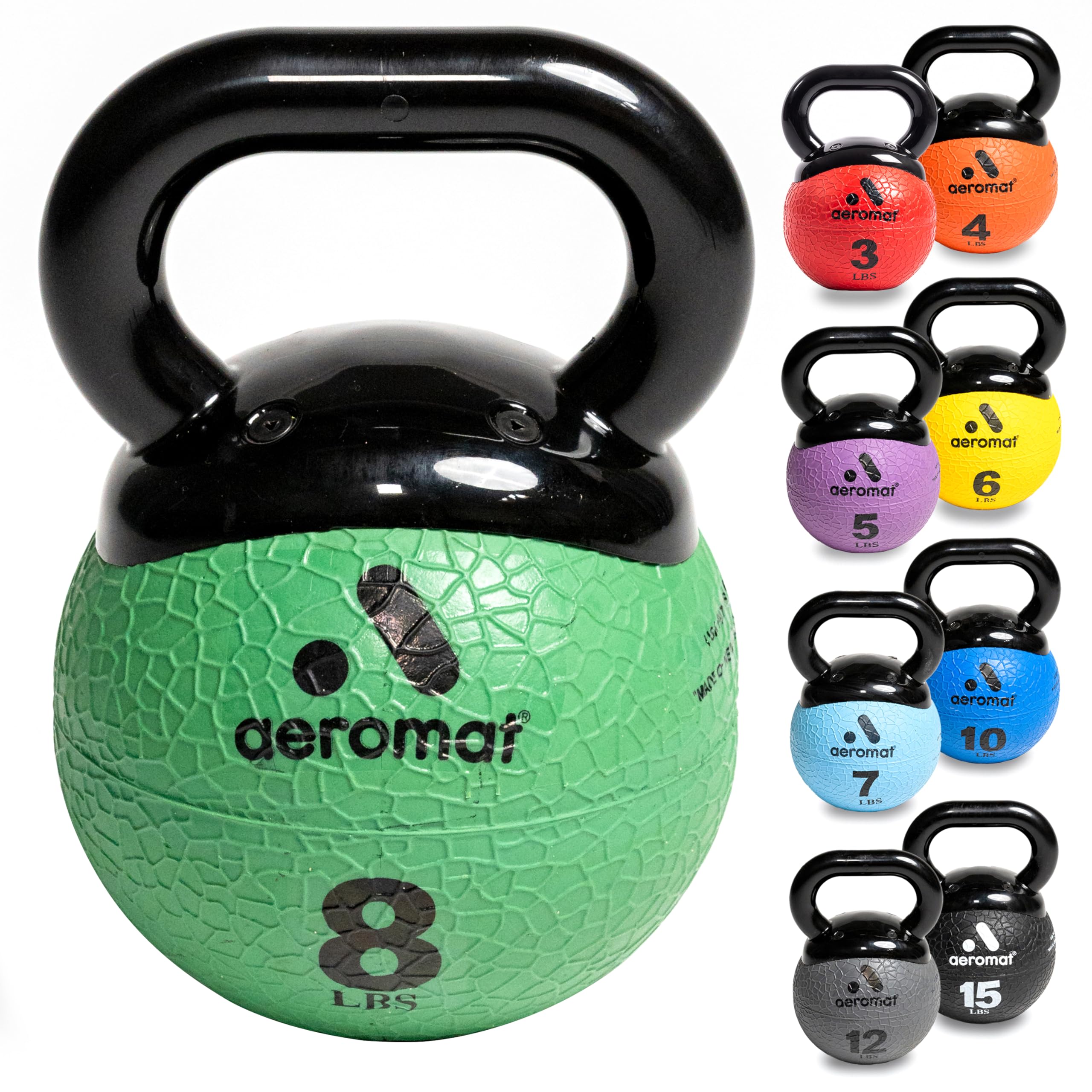 Aeromat Elite Mini Kettlebell Medicine Ball - 8 Lb Kettlebell Weight Balls For Exercise, 6'''' Dia Weighted Exercise Ball, Stren