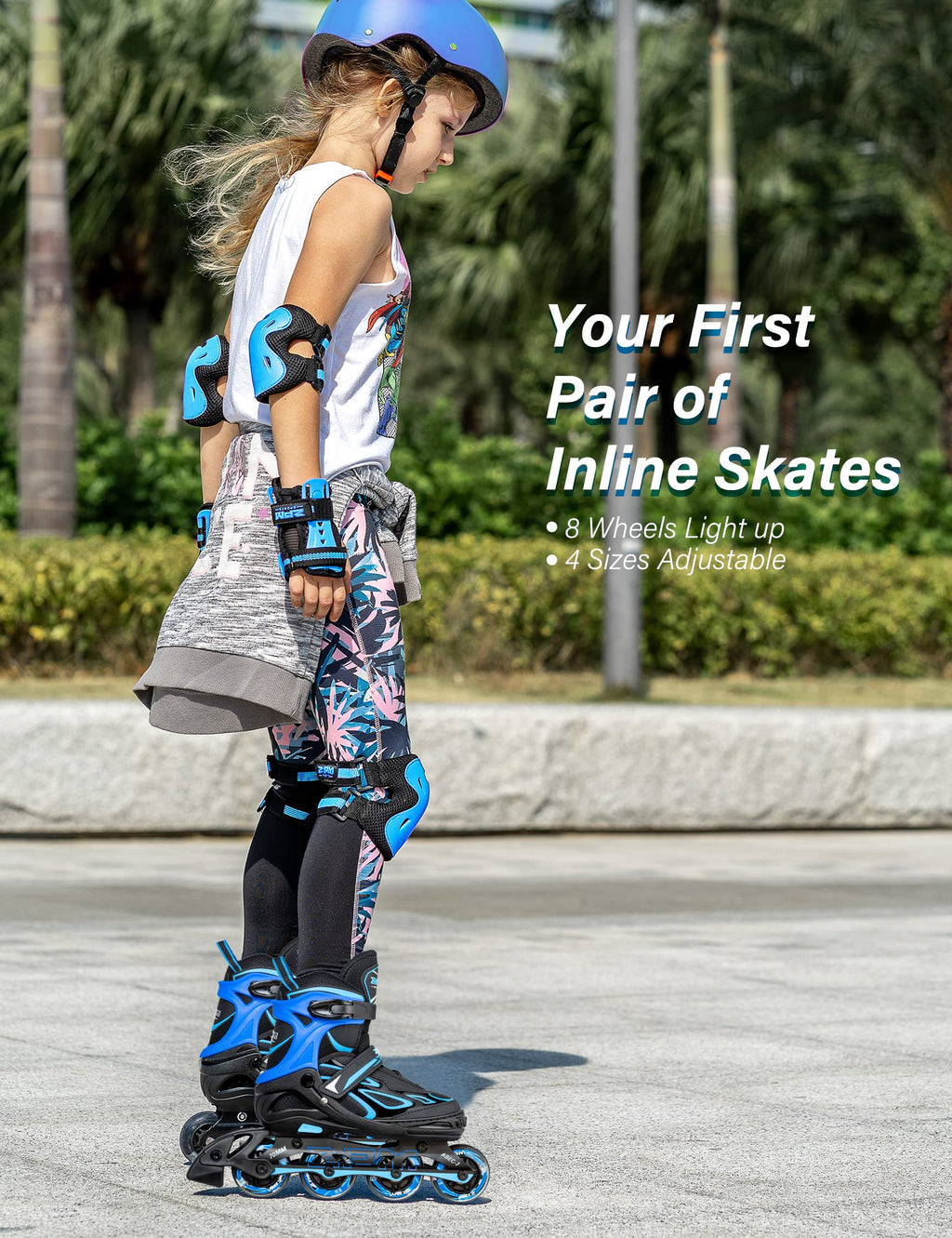 2PM SPORTS Vinal Inline Skates for Men with Light up Wheels Beginner Skates Fun Illuminating Outdoor Roller Skates for Kids and