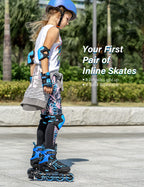 2PM SPORTS Vinal Inline Skates for Men with Light up Wheels Beginner Skates Fun Illuminating Outdoor Roller Skates for Kids and