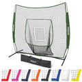GoSports 7x7 ft Baseball & Softball Batting & Pitching Net with Strike Zone - Available in Team Colors - Green