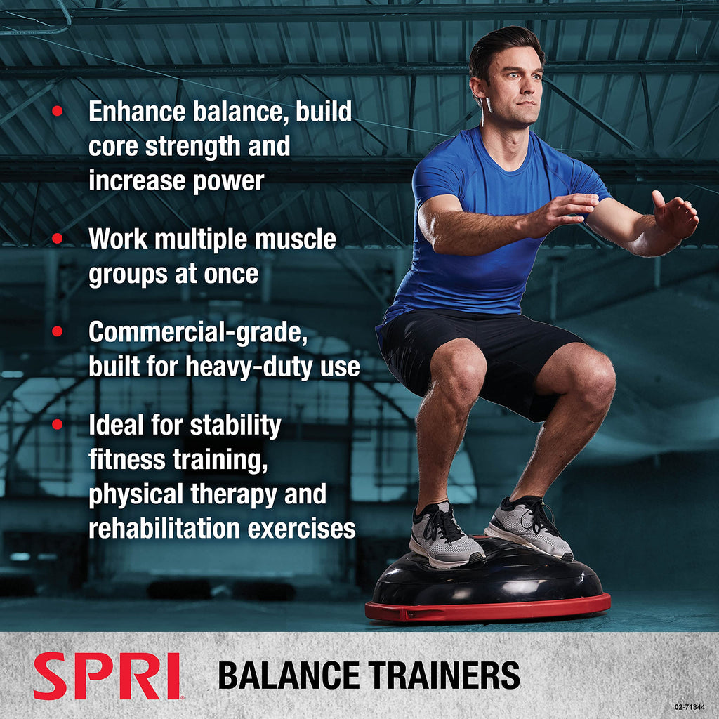 SPRI Balance Trainer Pro - Dome Shape Half-Exercise Ball with Non-Skid Base - For Balance Training, Strength Building, Toning, a
