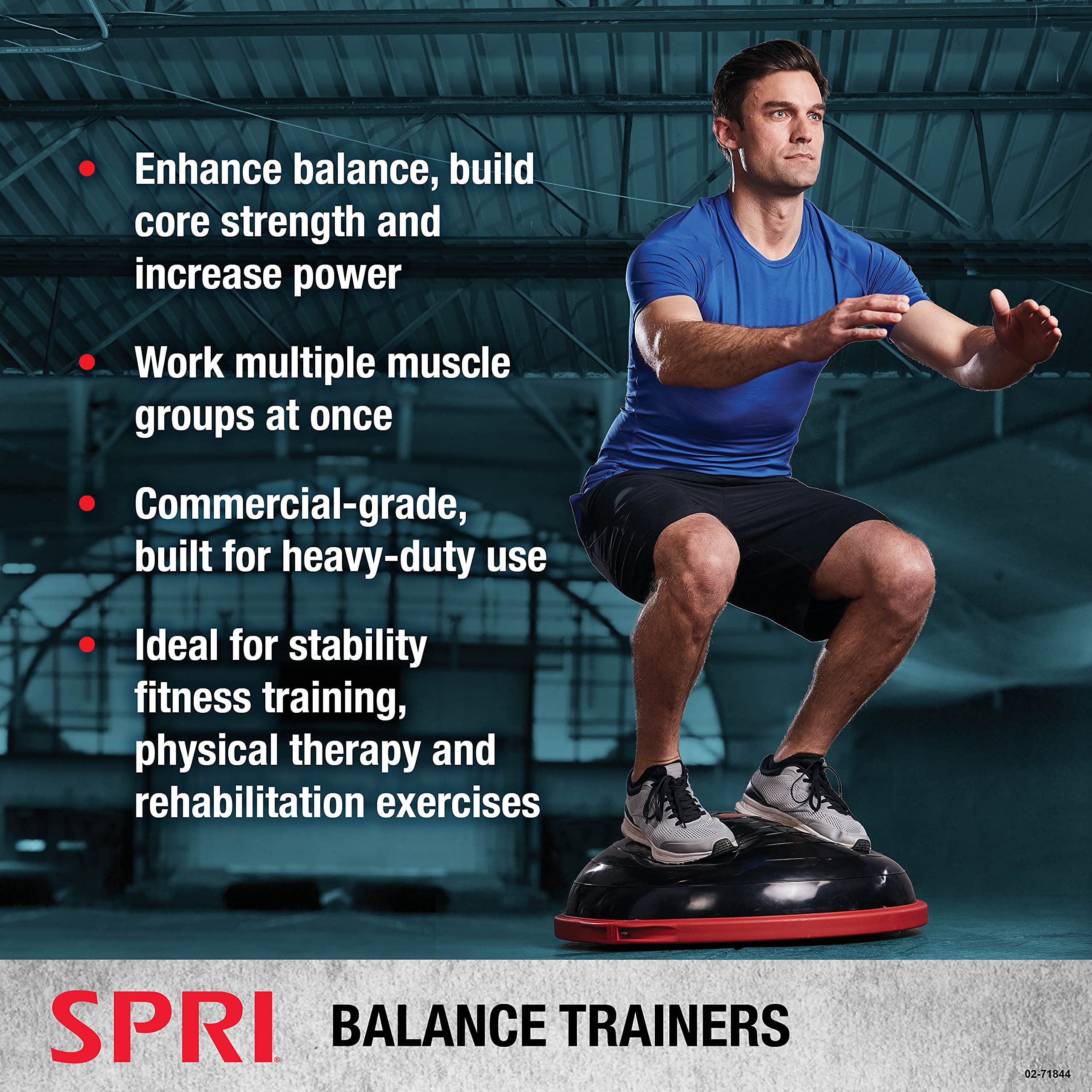 SPRI Balance Trainer Pro - Dome Shape Half-Exercise Ball with Non-Skid Base - For Balance Training, Strength Building, Toning, a