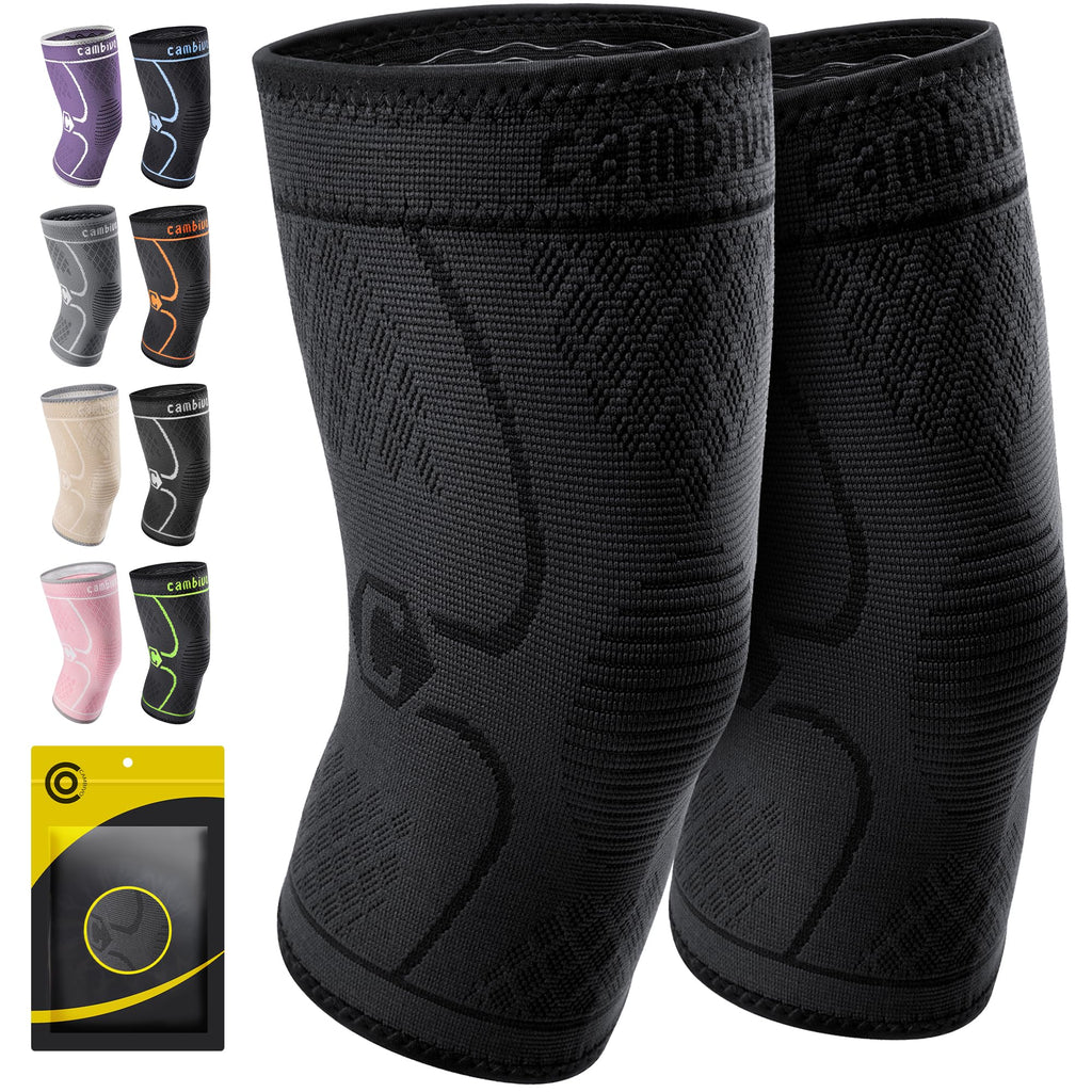 Cambivo 2 Pack Knee Braces For Knee Pain, Knee Compression Sleeve For Men And Women, Knee Support For Meniscus Tear, Running, We