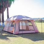 Ktt Extra Large Tent 12 Person,Family Cabin Tents,2 Rooms,3 Doors And 3 Windows With Mesh,Straight Wall,Waterproof,Double Layer,